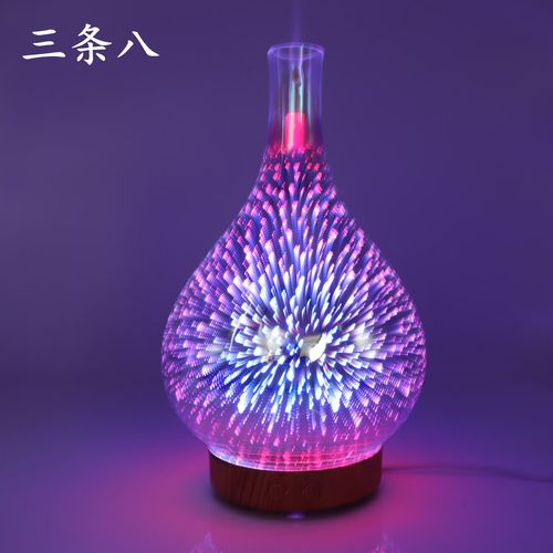 跨境熱銷品 3D玻璃煙花香薰機——七彩LED漸變創意小夜燈與空氣凈化的藝術融合